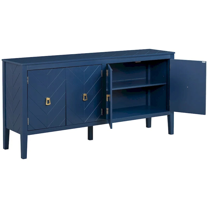 Credenza a quattro ante con motivi geometrici lineari