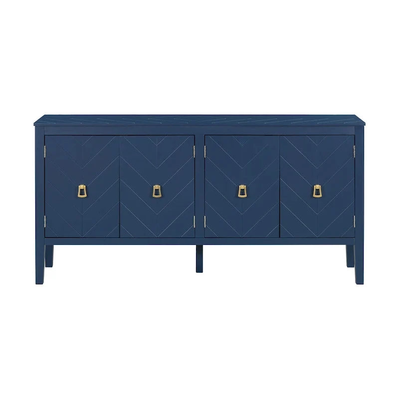 Credenza a quattro ante con motivi geometrici lineari