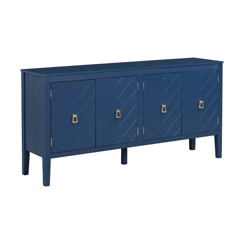 Credenza a quattro ante con motivi geometrici lineari