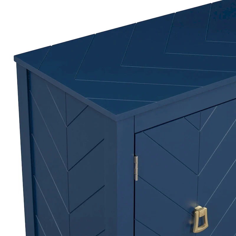 Credenza a quattro ante con motivi geometrici lineari