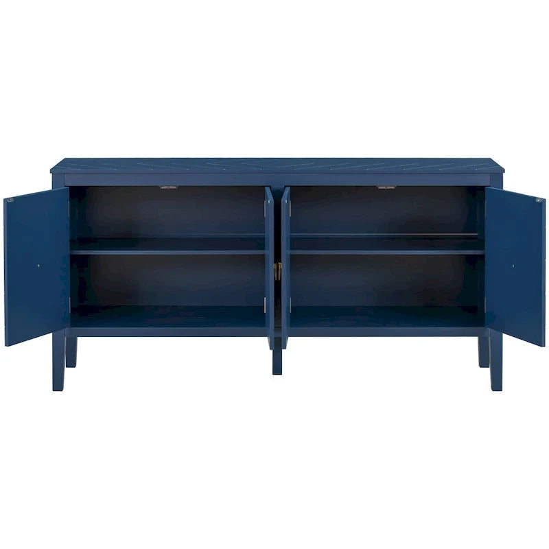 Credenza a quattro ante con motivi geometrici lineari