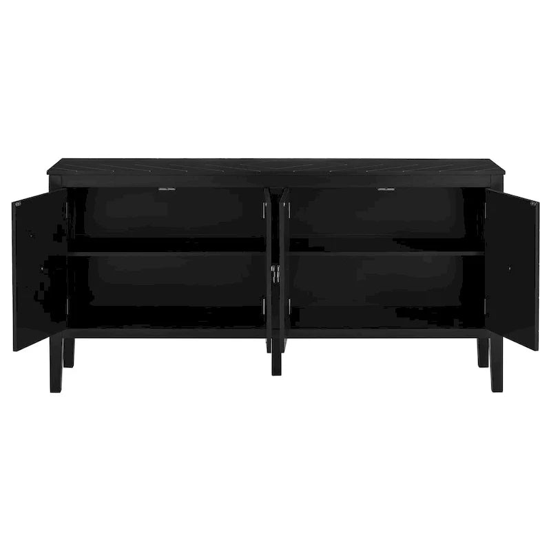 Credenza a quattro ante con motivi geometrici lineari