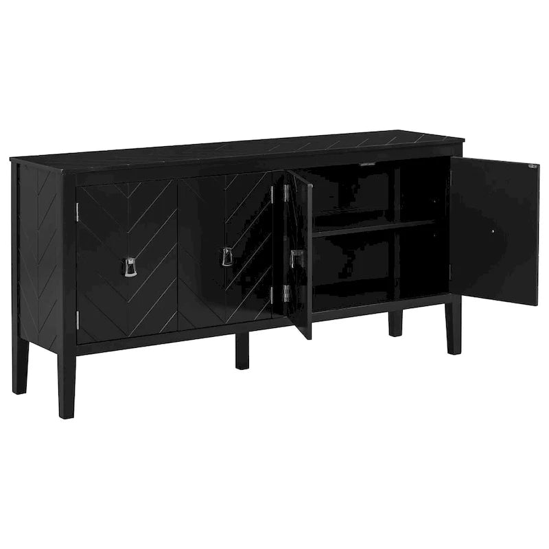 Credenza a quattro ante con motivi geometrici lineari