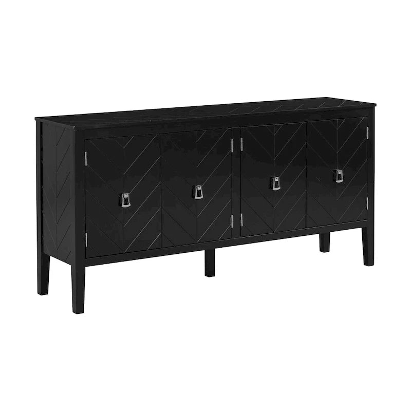 Credenza a quattro ante con motivi geometrici lineari