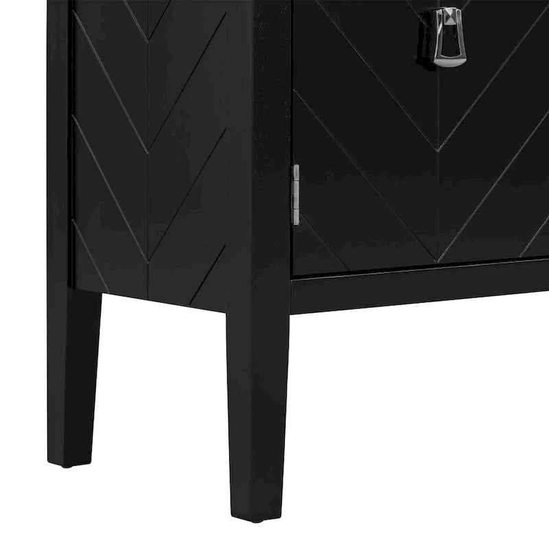 Credenza a quattro ante con motivi geometrici lineari