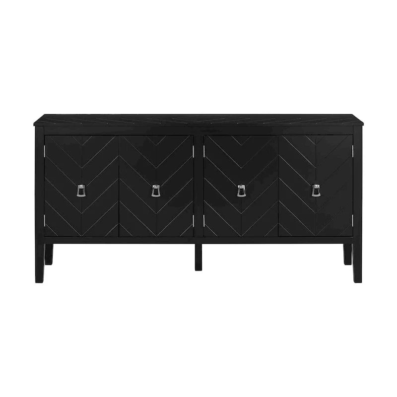 Credenza a quattro ante con motivi geometrici lineari
