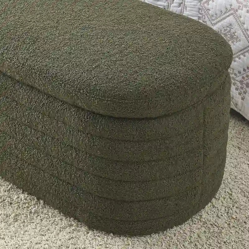Panca contenitore imbottita in tessuto bouclé sherpa