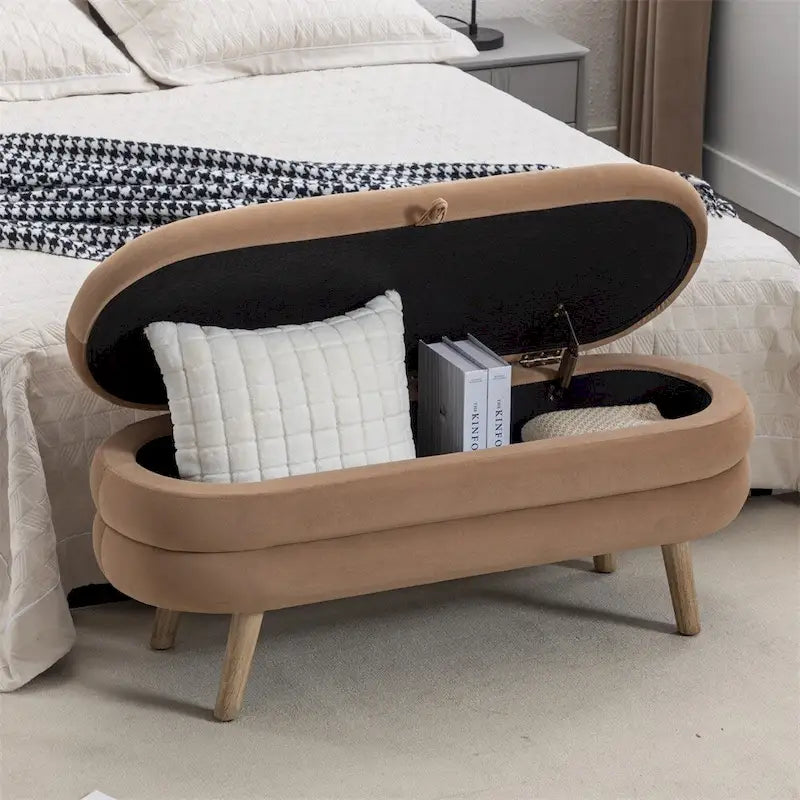 Panca contenitore per camera da letto con gambe in legno, per soggiorno e camera da letto