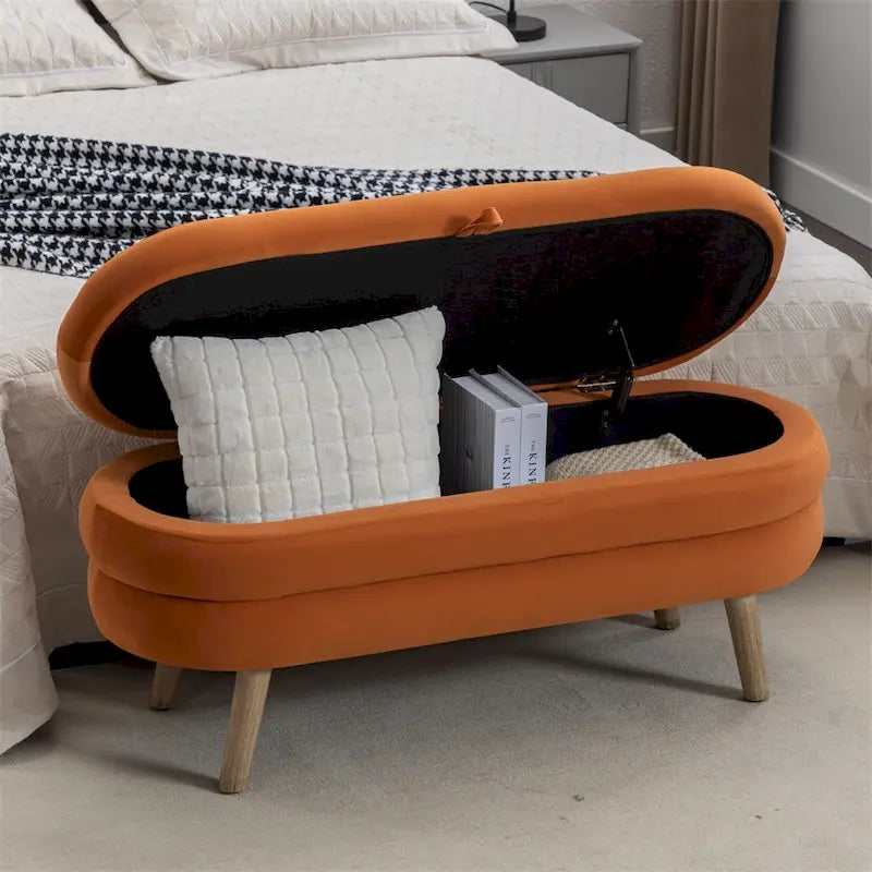 Panca contenitore per camera da letto con gambe in legno, per soggiorno e camera da letto
