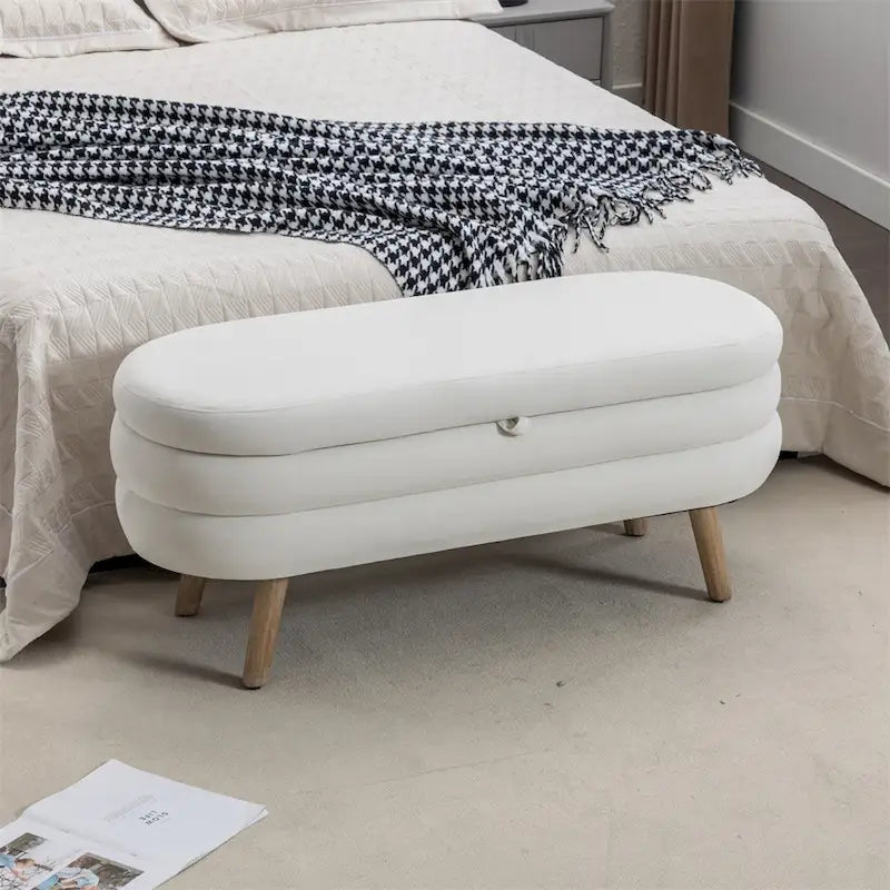 Storage Bench Bedroom Bench With Wood Legs For Living Room Bedroom