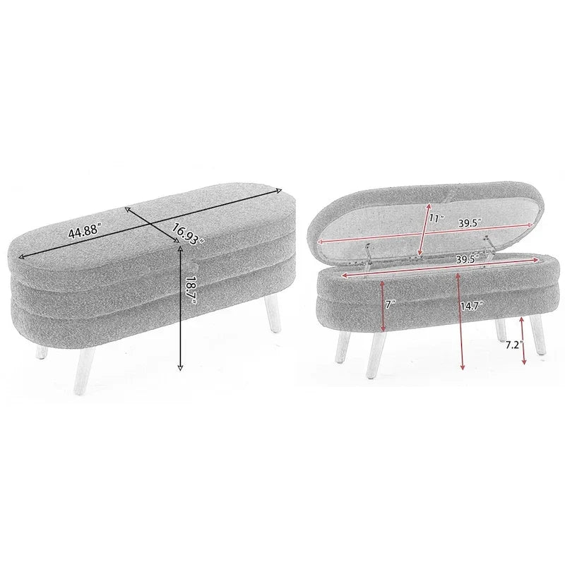 Panca contenitore per camera da letto con gambe in legno, per soggiorno e camera da letto