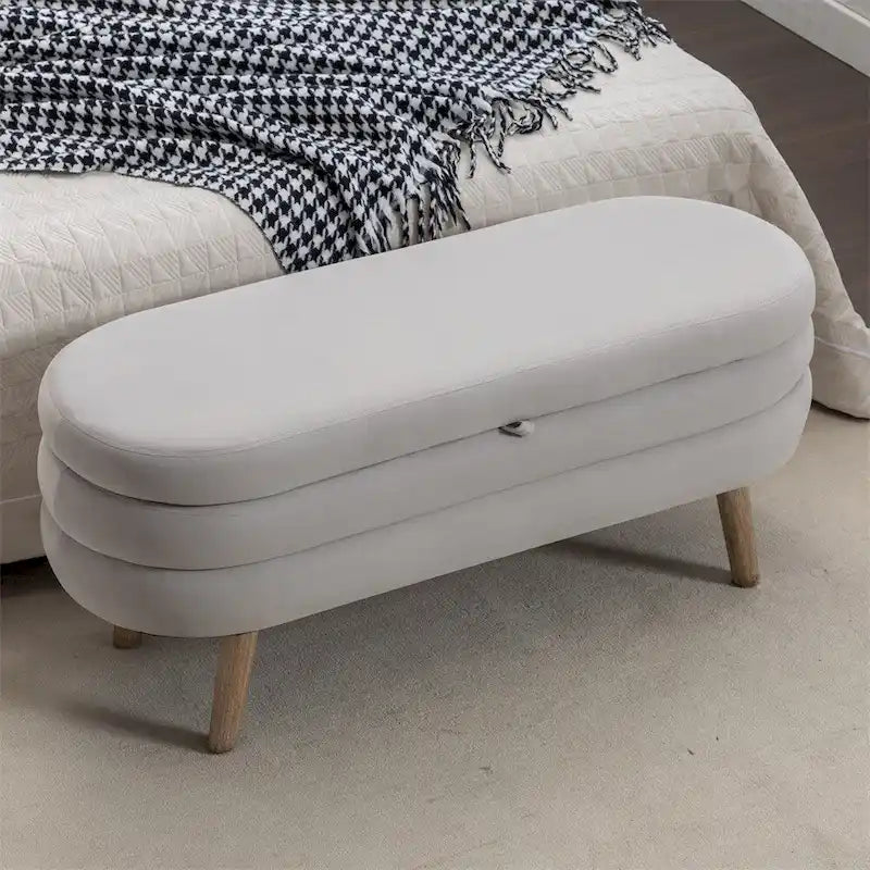 Panca contenitore per camera da letto con gambe in legno, per soggiorno e camera da letto
