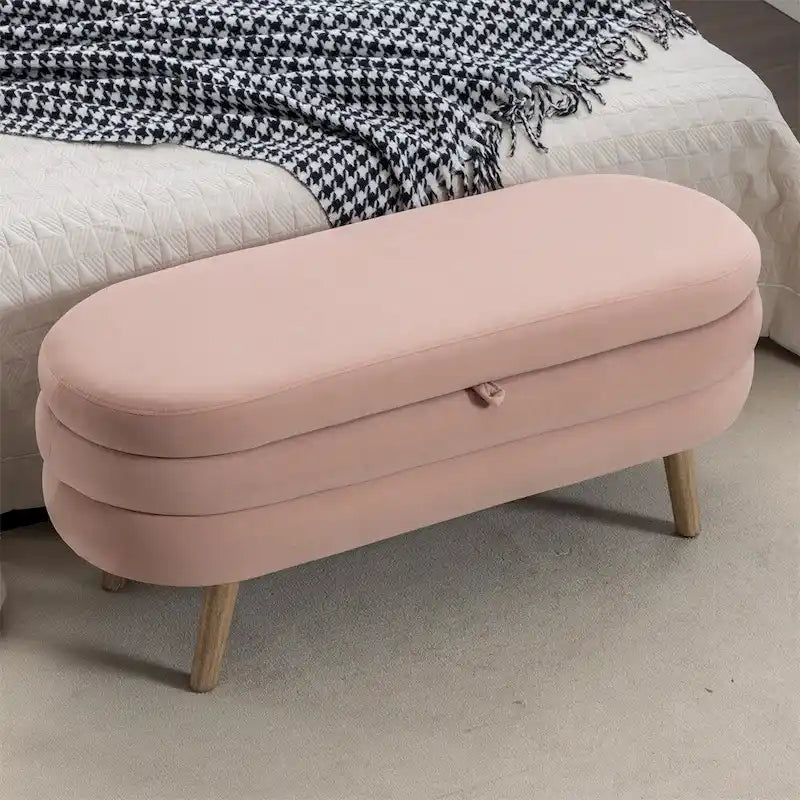 Panca contenitore per camera da letto con gambe in legno, per soggiorno e camera da letto