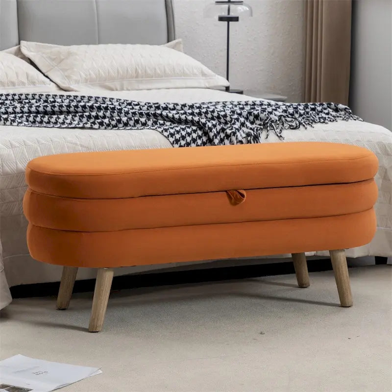 Panca contenitore per camera da letto con gambe in legno, per soggiorno e camera da letto