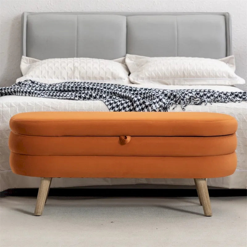 Panca contenitore per camera da letto con gambe in legno, per soggiorno e camera da letto