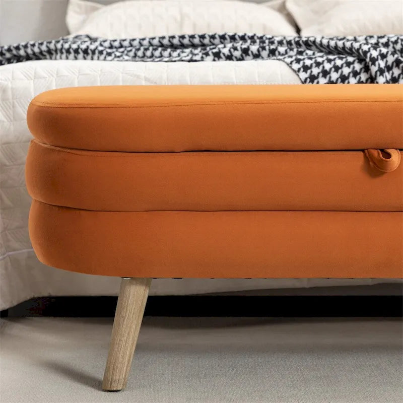 Panca contenitore per camera da letto con gambe in legno, per soggiorno e camera da letto
