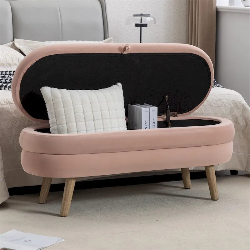 Panca contenitore per camera da letto con gambe in legno, per soggiorno e camera da letto