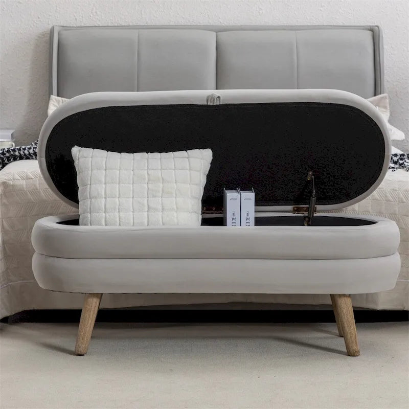 Panca contenitore per camera da letto con gambe in legno, per soggiorno e camera da letto