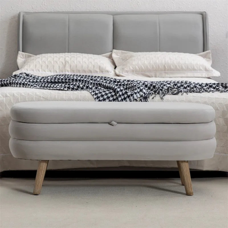 Panca contenitore per camera da letto con gambe in legno, per soggiorno e camera da letto