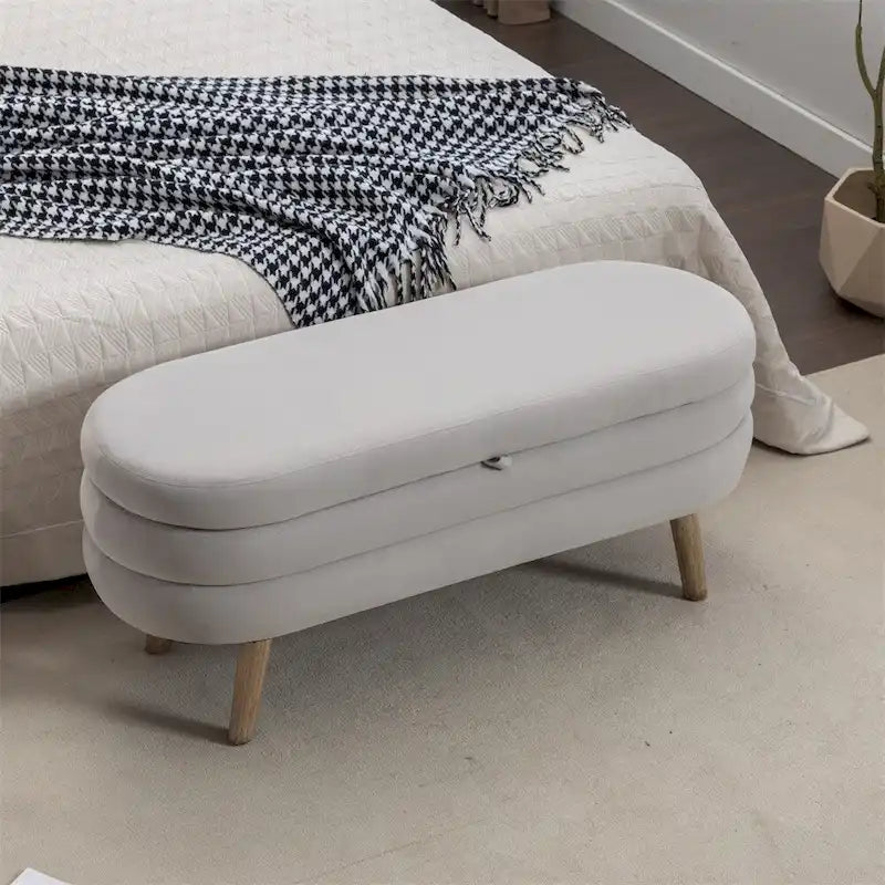 Panca contenitore per camera da letto con gambe in legno, per soggiorno e camera da letto
