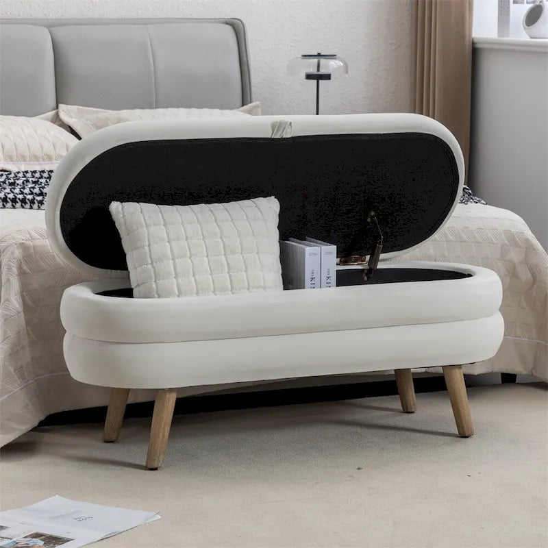 Panca contenitore per camera da letto con gambe in legno, per soggiorno e camera da letto