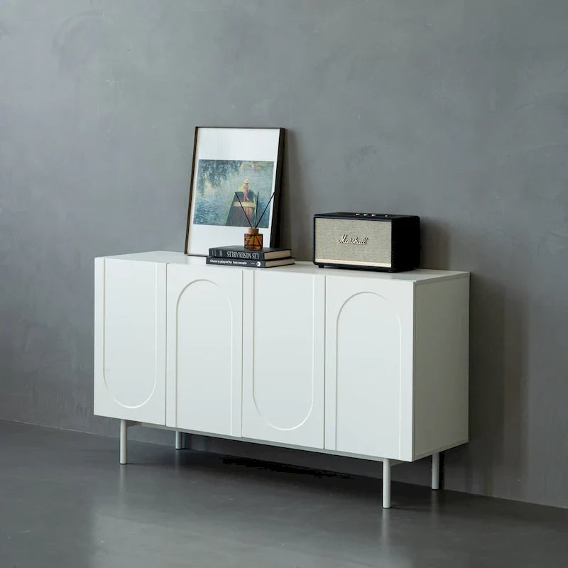Mobile a 4 ante, mobile decorativo moderno, credenza buffet, mobile contenitore per ingresso, soggiorno e sala da pranzo