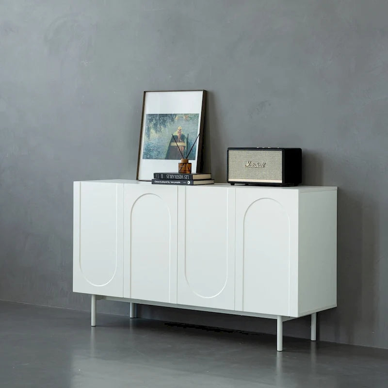 Mobile a 4 ante, mobile decorativo moderno, credenza buffet, mobile contenitore per ingresso, soggiorno e sala da pranzo
