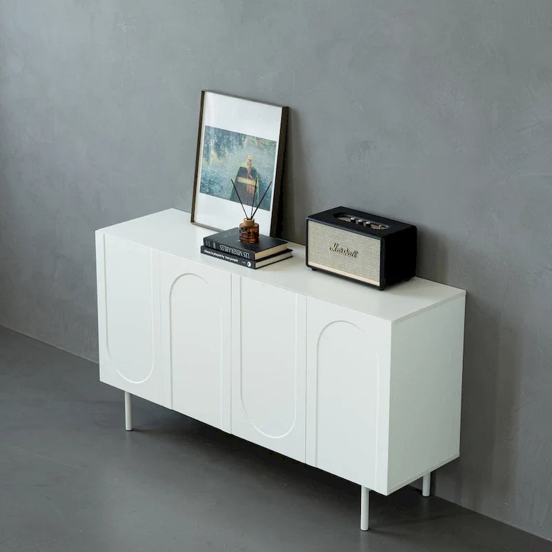 Mobile a 4 ante, mobile decorativo moderno, credenza buffet, mobile contenitore per ingresso, soggiorno e sala da pranzo