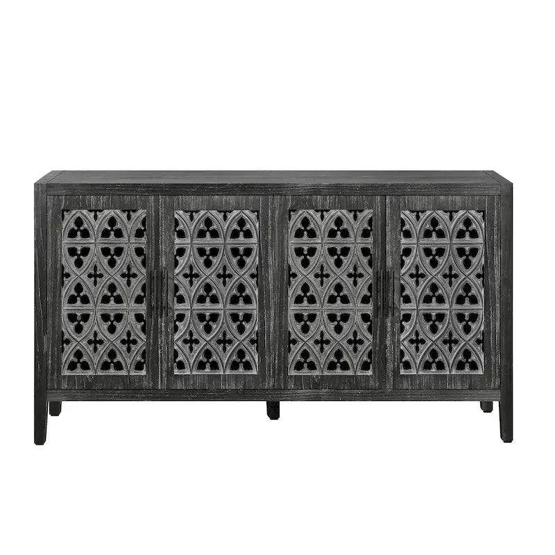 Credenza antica traforata a quattro ante