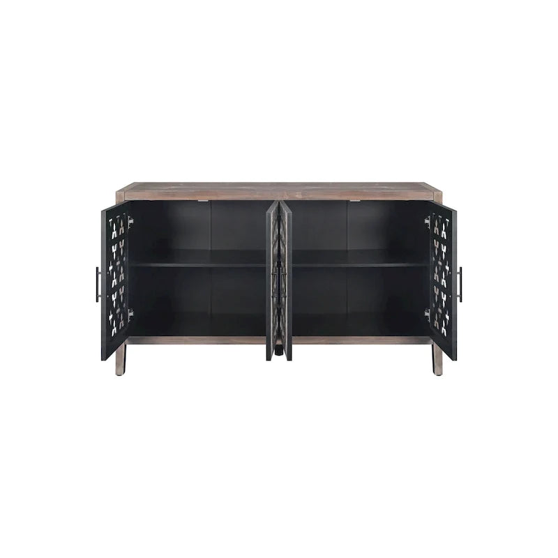 Credenza antica traforata a quattro ante