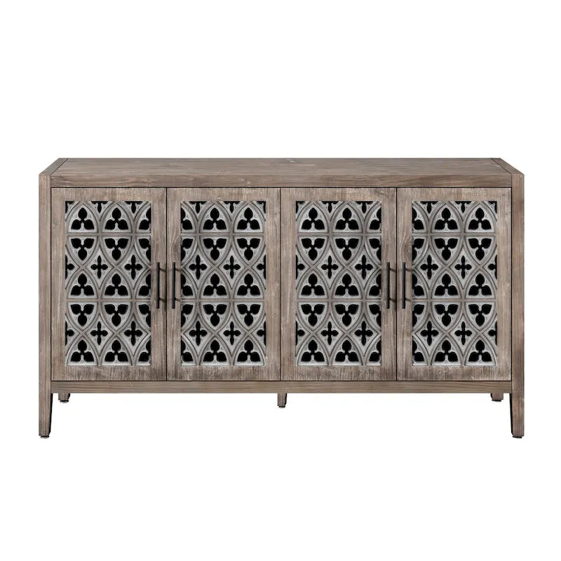Credenza antica traforata a quattro ante