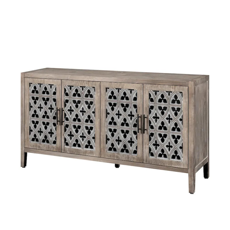 Credenza antica traforata a quattro ante