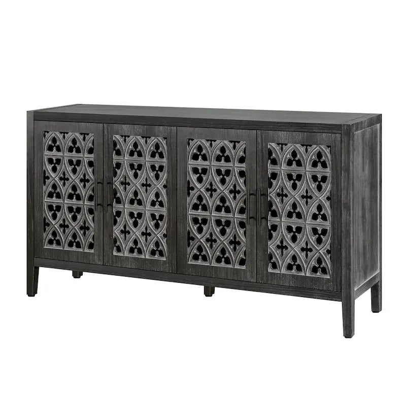 Credenza antica traforata a quattro ante