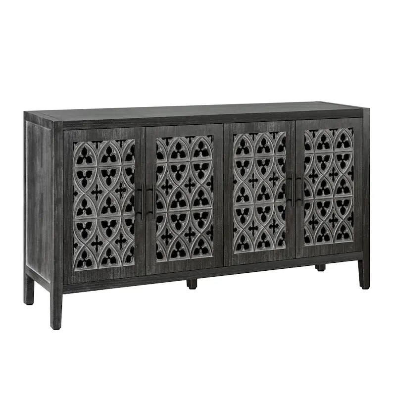 Credenza antica traforata a quattro ante