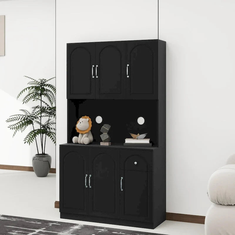 Dispensa da cucina da 71 con piano per forno a microonde, credenza a colonna indipendente con ripiani regolabili
