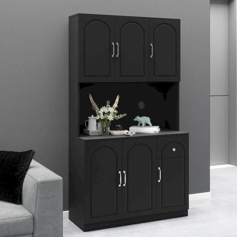 Dispensa da cucina da 71 con piano per forno a microonde, credenza a colonna indipendente con ripiani regolabili