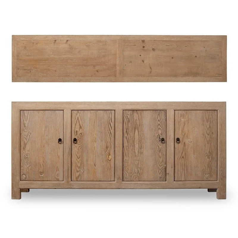 Credenza a 4 ante, legno di pino dall'aspetto invecchiato