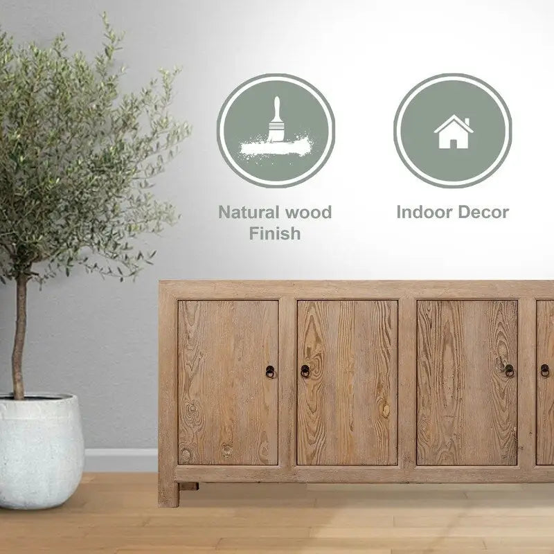 Credenza a 4 ante, legno di pino dall'aspetto invecchiato