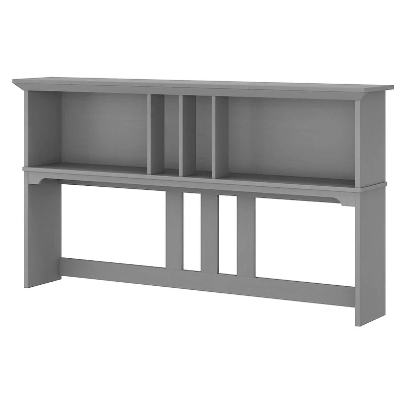 Set da scrivania rustico per ufficio domestico con alzata, schedario, libreria e sedia girevole imbottita, combinazione per postazione di lavoro