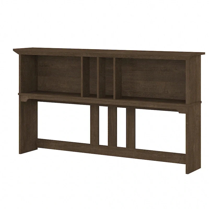Set da scrivania rustico per ufficio domestico con alzata, schedario, libreria e sedia girevole imbottita, combinazione per postazione di lavoro