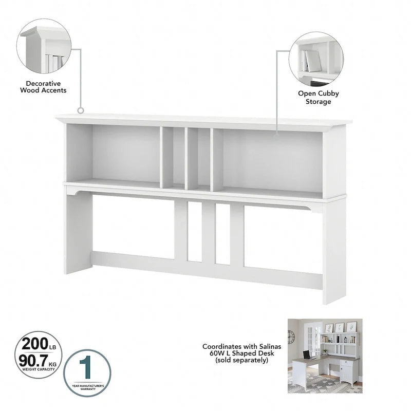 Set da scrivania rustico per ufficio domestico con alzata, schedario, libreria e sedia girevole imbottita, combinazione per postazione di lavoro