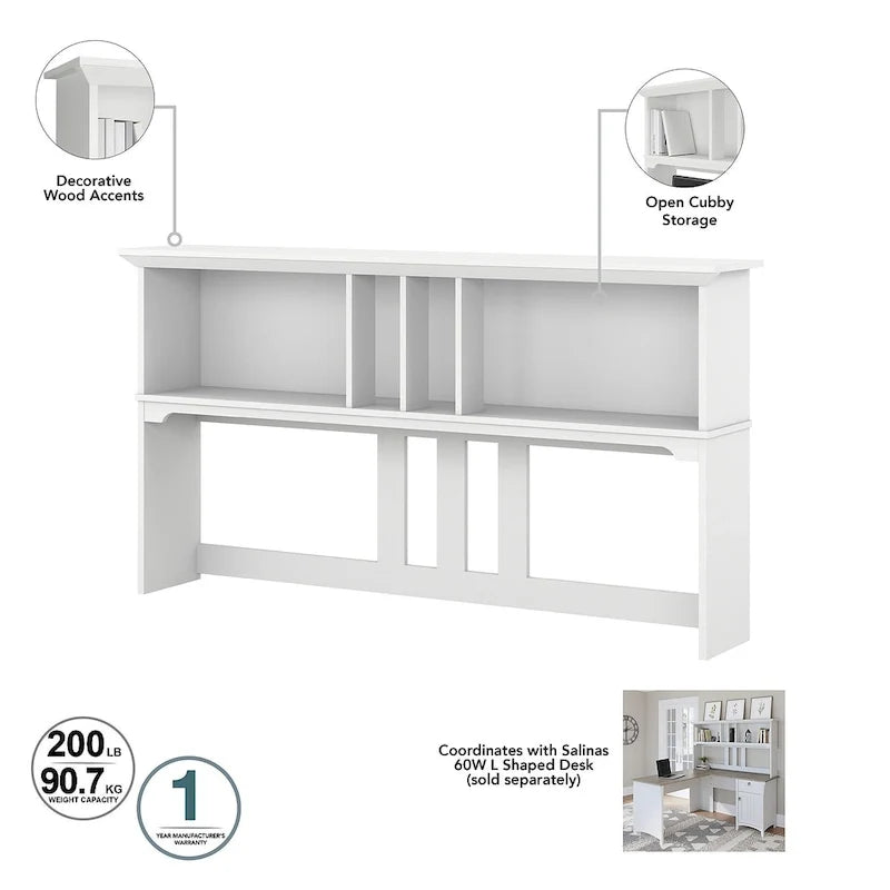 Set da scrivania rustico per ufficio domestico con alzata, schedario, libreria e sedia girevole imbottita, combinazione per postazione di lavoro