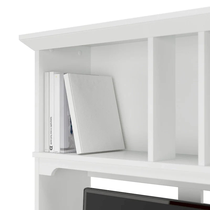 Set da scrivania rustico per ufficio domestico con alzata, schedario, libreria e sedia girevole imbottita, combinazione per postazione di lavoro