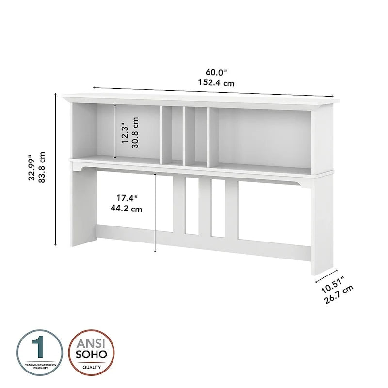Set da scrivania rustico per ufficio domestico con alzata, schedario, libreria e sedia girevole imbottita, combinazione per postazione di lavoro