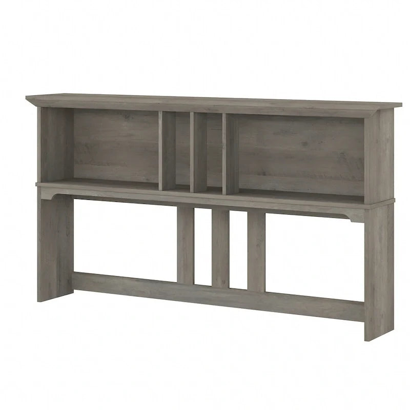 Set da scrivania rustico per ufficio domestico con alzata, schedario, libreria e sedia girevole imbottita, combinazione per postazione di lavoro