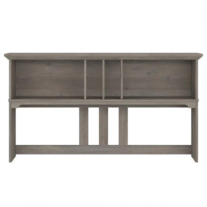 Set da scrivania rustico per ufficio domestico con alzata, schedario, libreria e sedia girevole imbottita, combinazione per postazione di lavoro