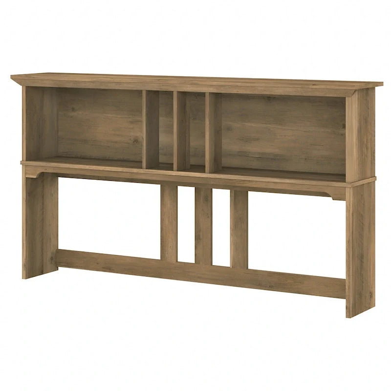 Set da scrivania rustico per ufficio domestico con alzata, schedario, libreria e sedia girevole imbottita, combinazione per postazione di lavoro