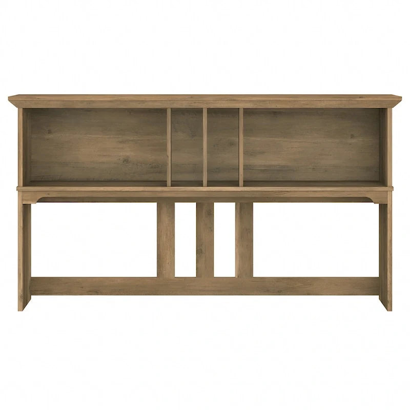 Set da scrivania rustico per ufficio domestico con alzata, schedario, libreria e sedia girevole imbottita, combinazione per postazione di lavoro