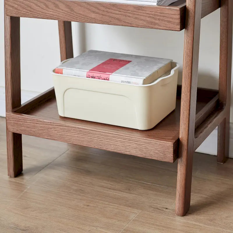 Natural Oak 3-Tier Ladder Shelf, Open Display Bookcase Storage Rack for Living Room