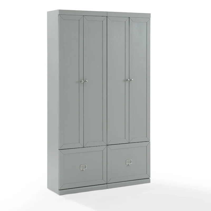 Armadio in legno grigio chiaro con cassetti